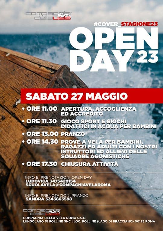Open-Day Sabato 28 Maggio - Compagnia Vela Roma